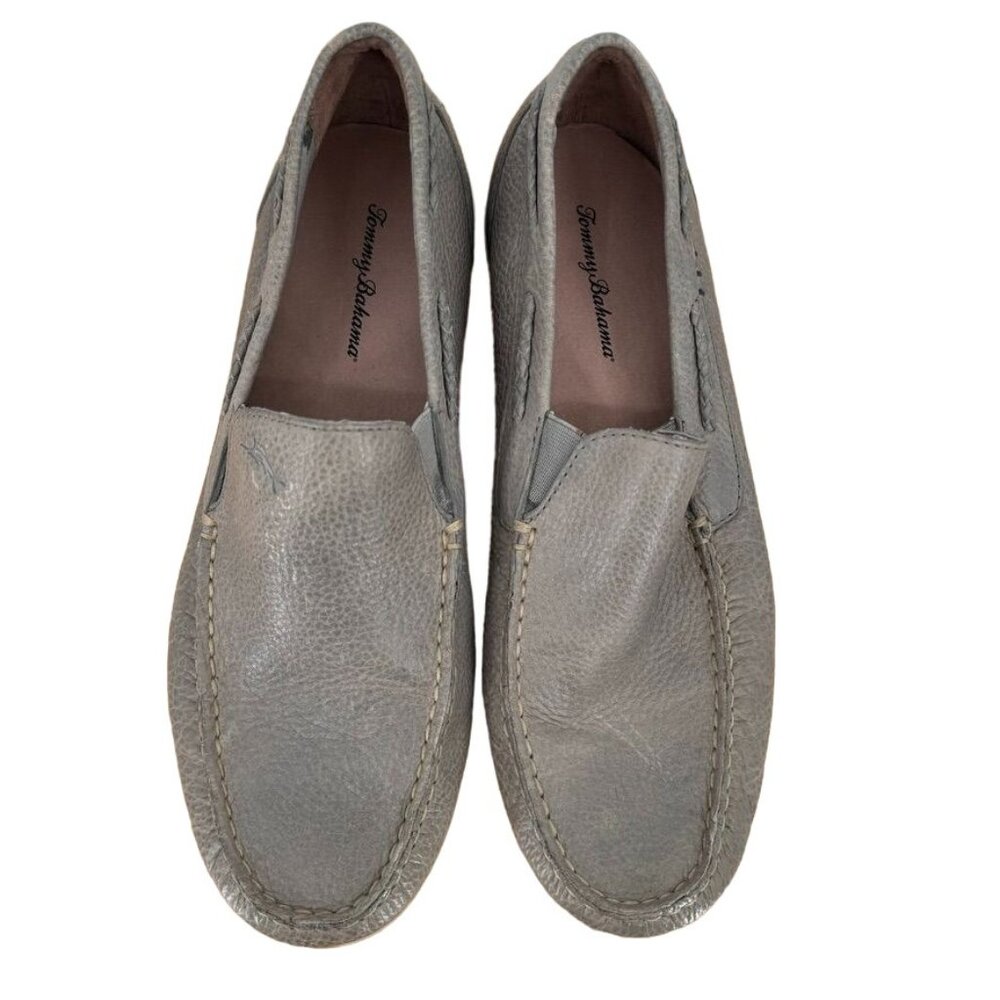 Tommy Bahama mens Thackary Leather Loafers Size 8.5 Gray